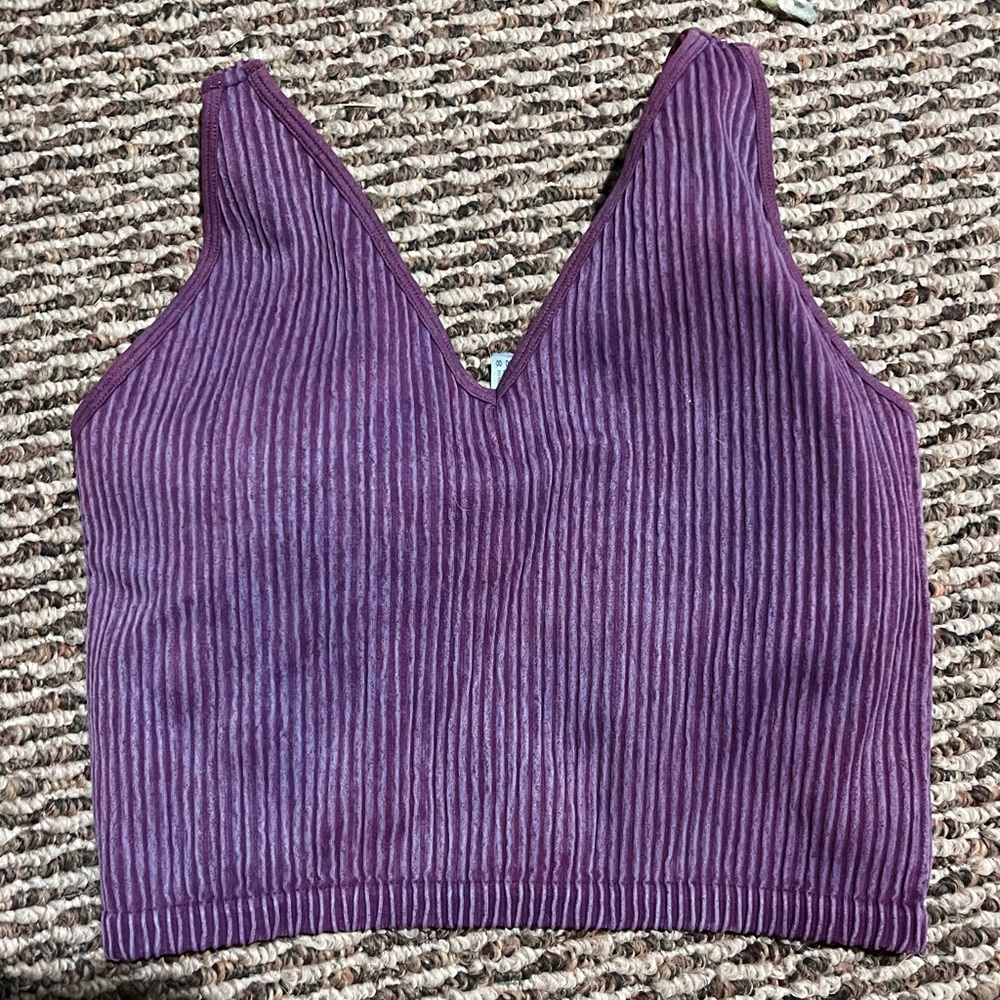 90 Degree By Reflex Purple Ribbed Crop Tank Top
